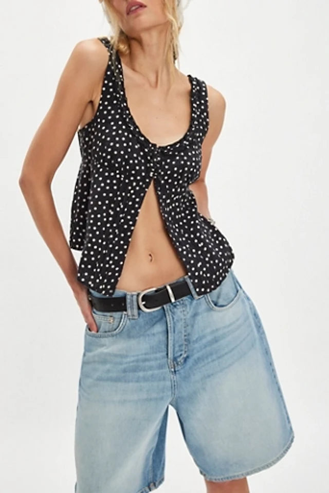 FREE PEOPLE Women's Black Ellia Top L