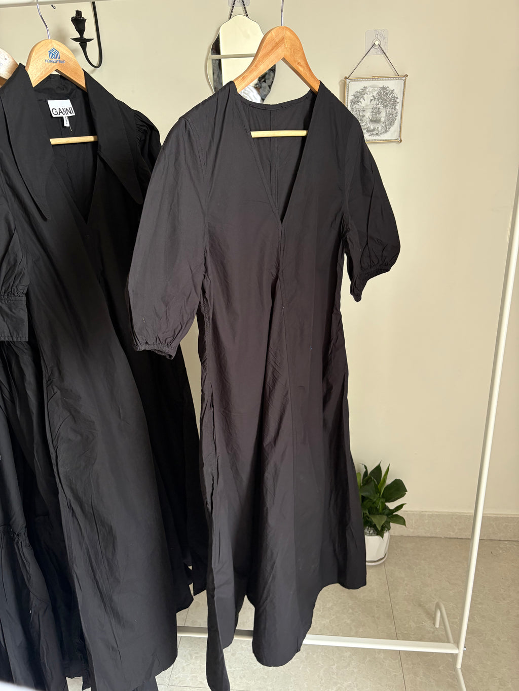 GANNI V NECK BLACK DRESS
