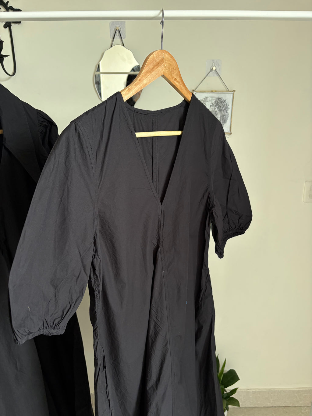 GANNI V NECK BLACK DRESS