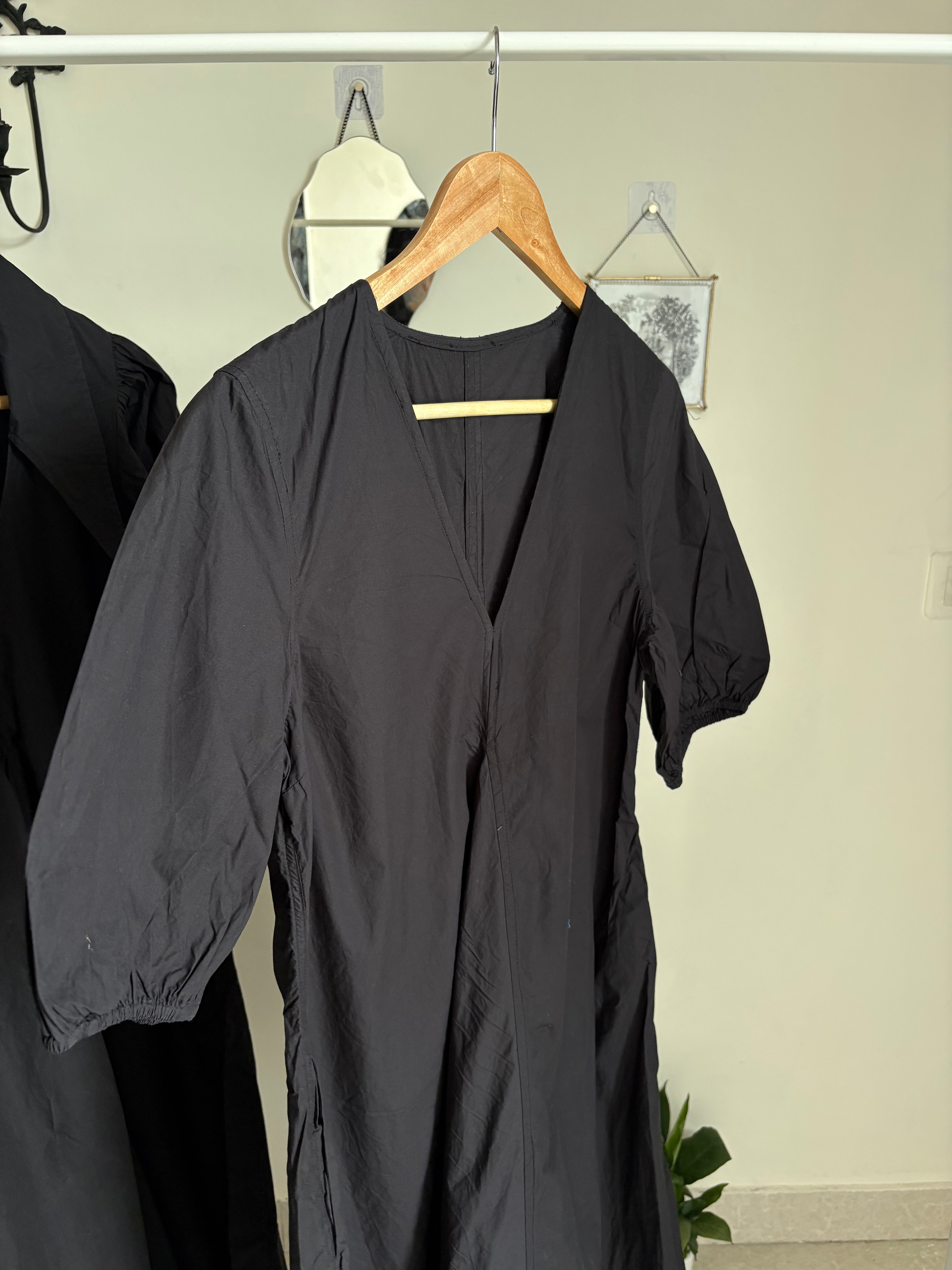 GANNI V NECK BLACK DRESS