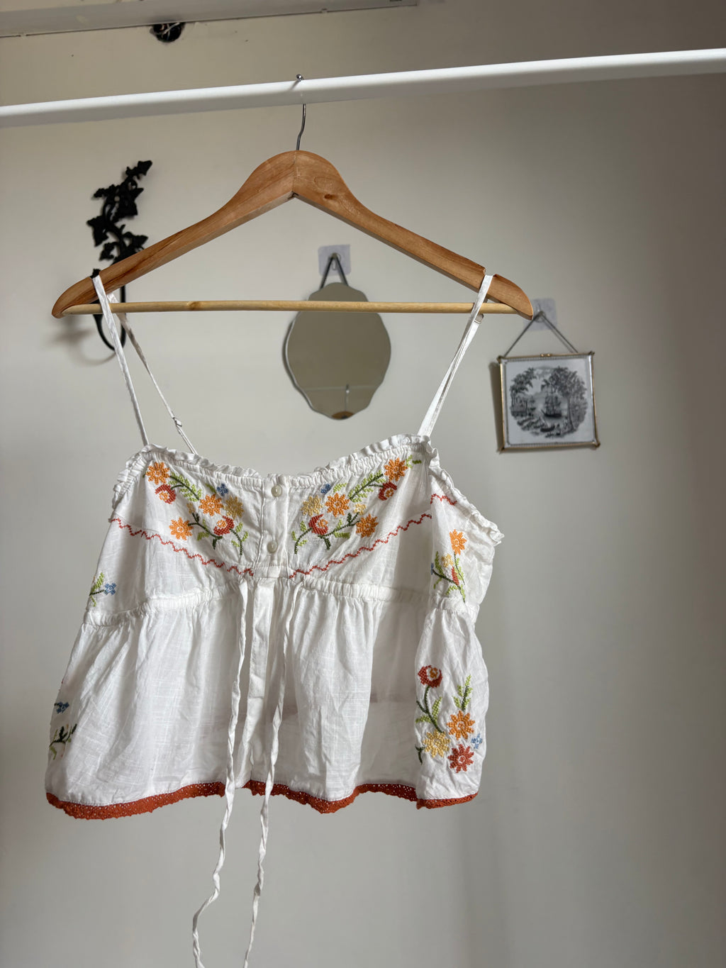 Anthropologie Embroidered Flyaway Cami