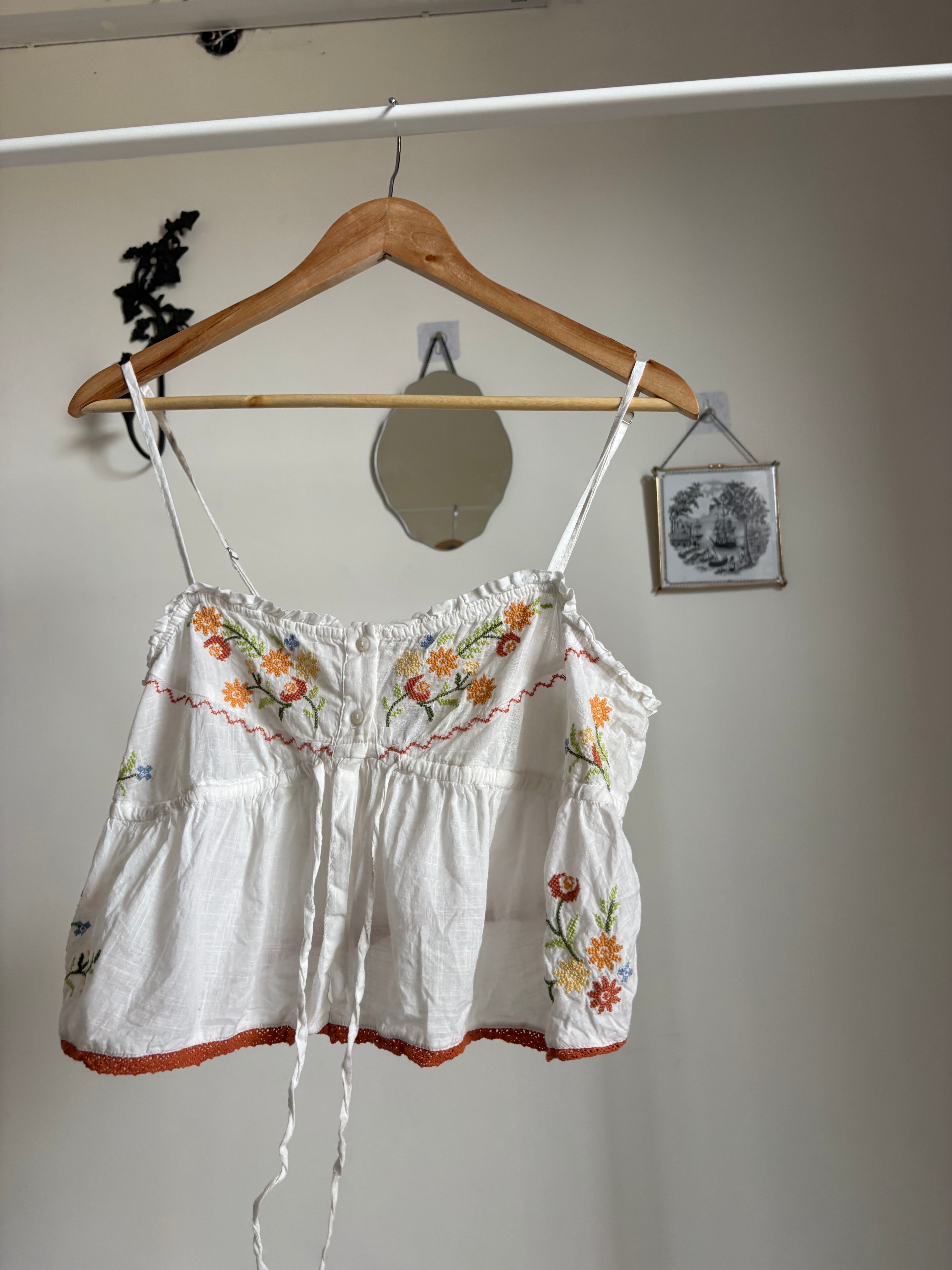 Anthropologie Embroidered Flyaway Cami
