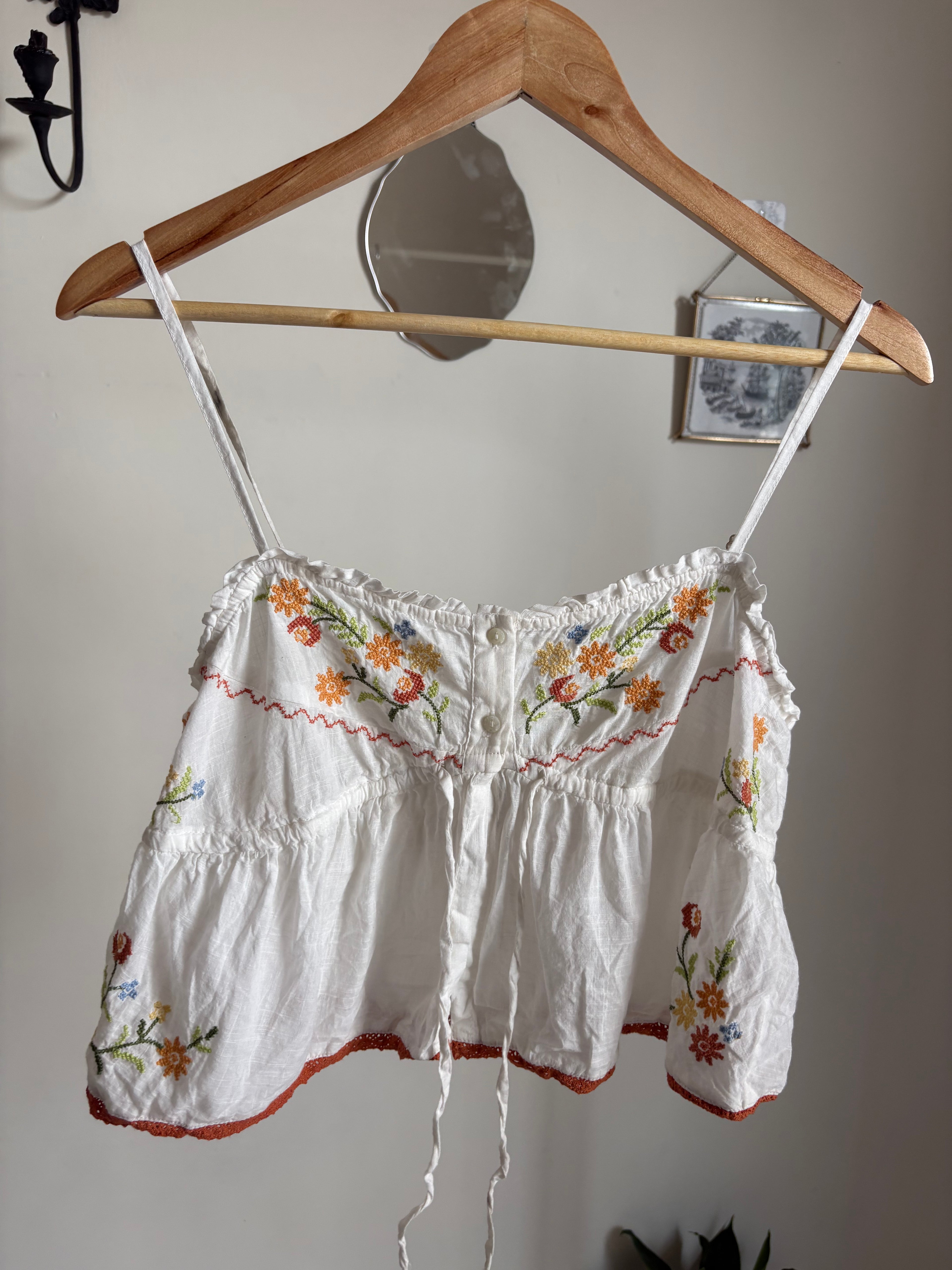 Anthropologie Embroidered Flyaway Cami