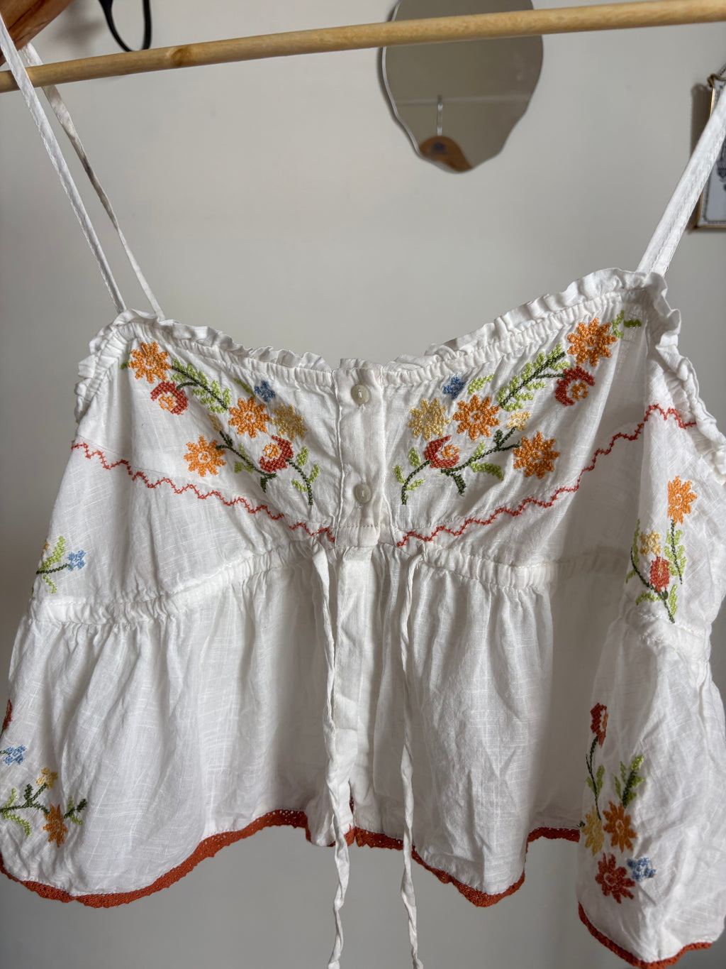 Anthropologie Embroidered Flyaway Cami