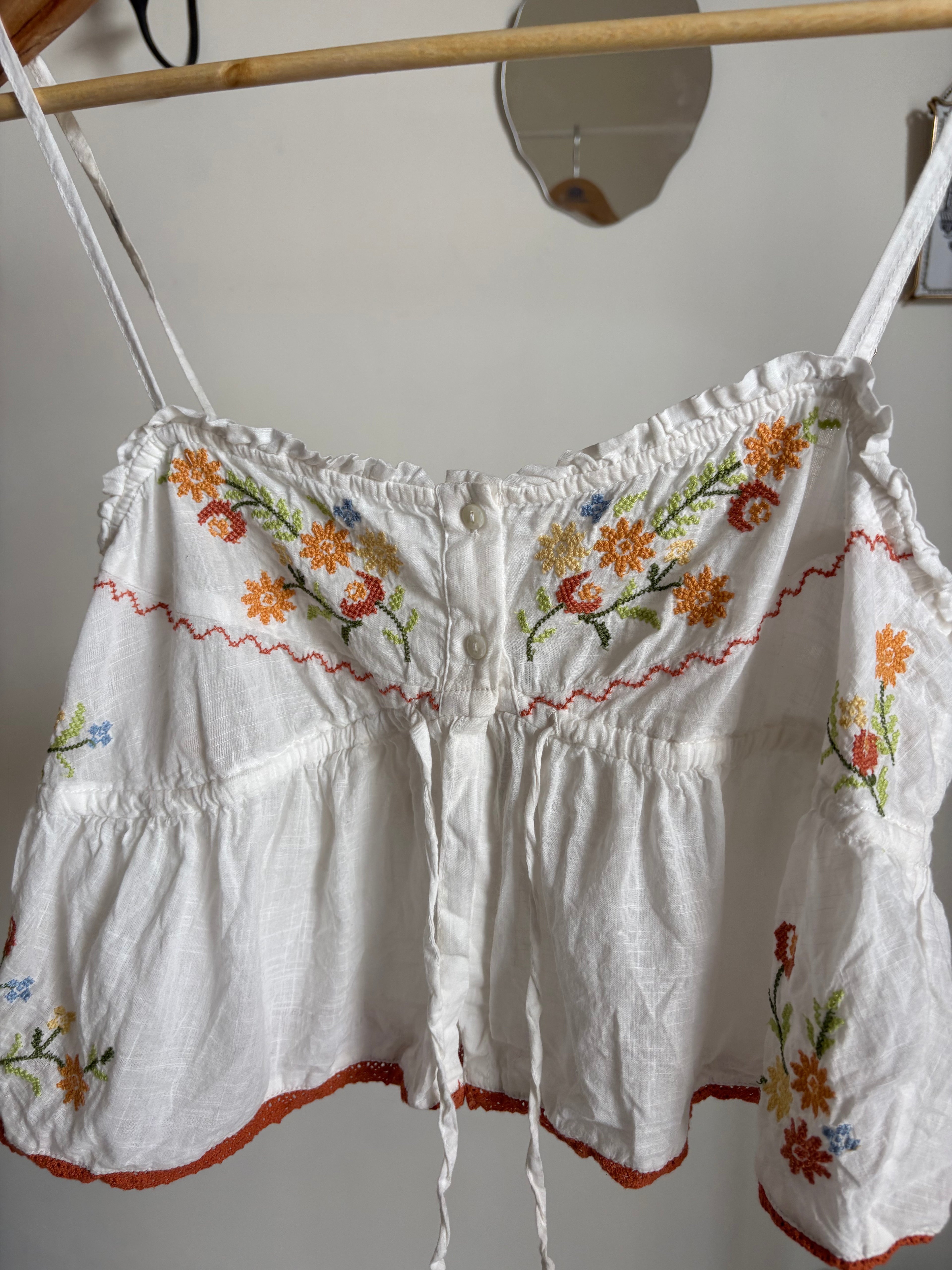 Anthropologie Embroidered Flyaway Cami