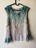 BLUE CORAL BEADED TOP XS