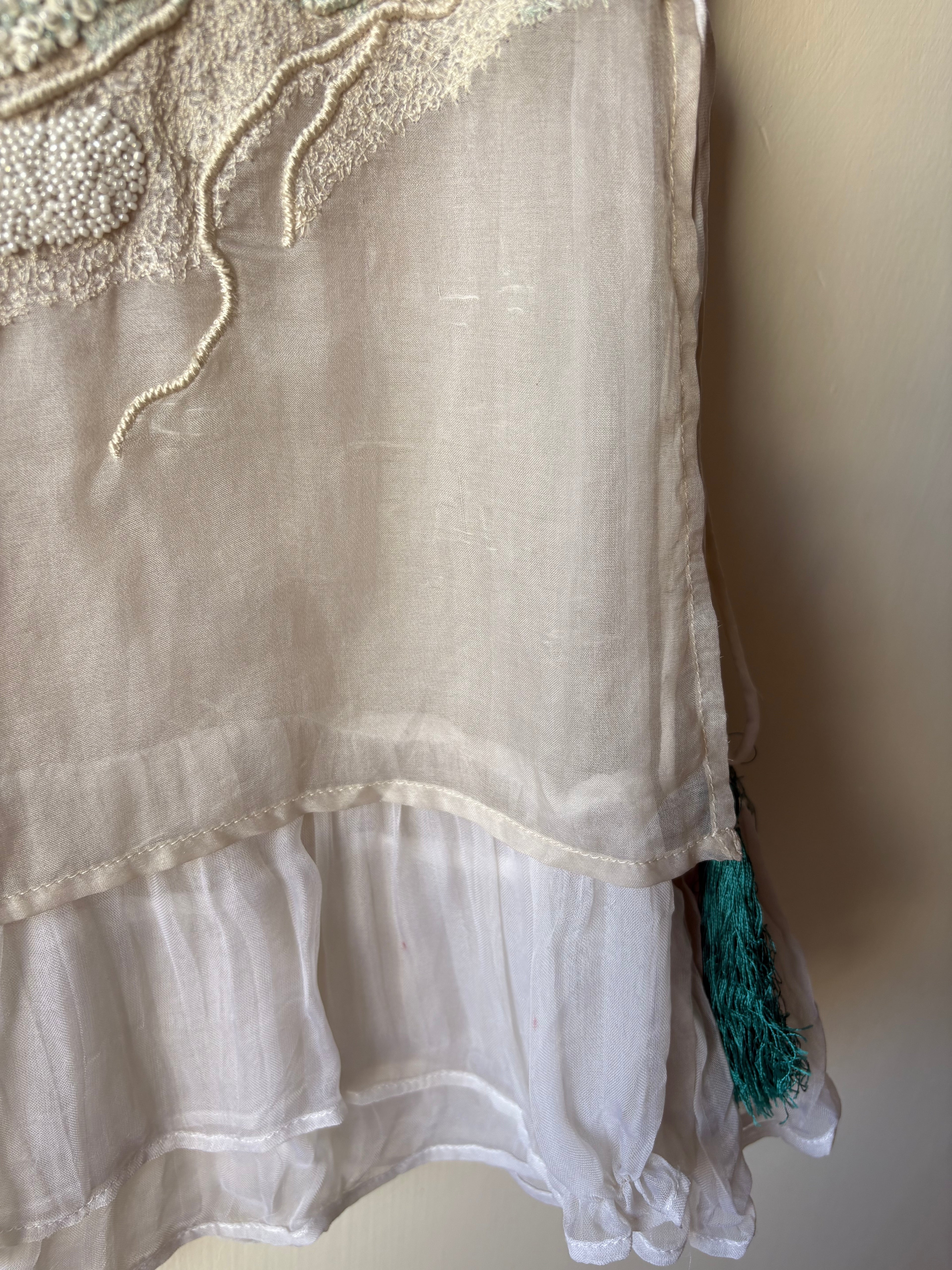 BLUE CORAL BEADED TOP XS
