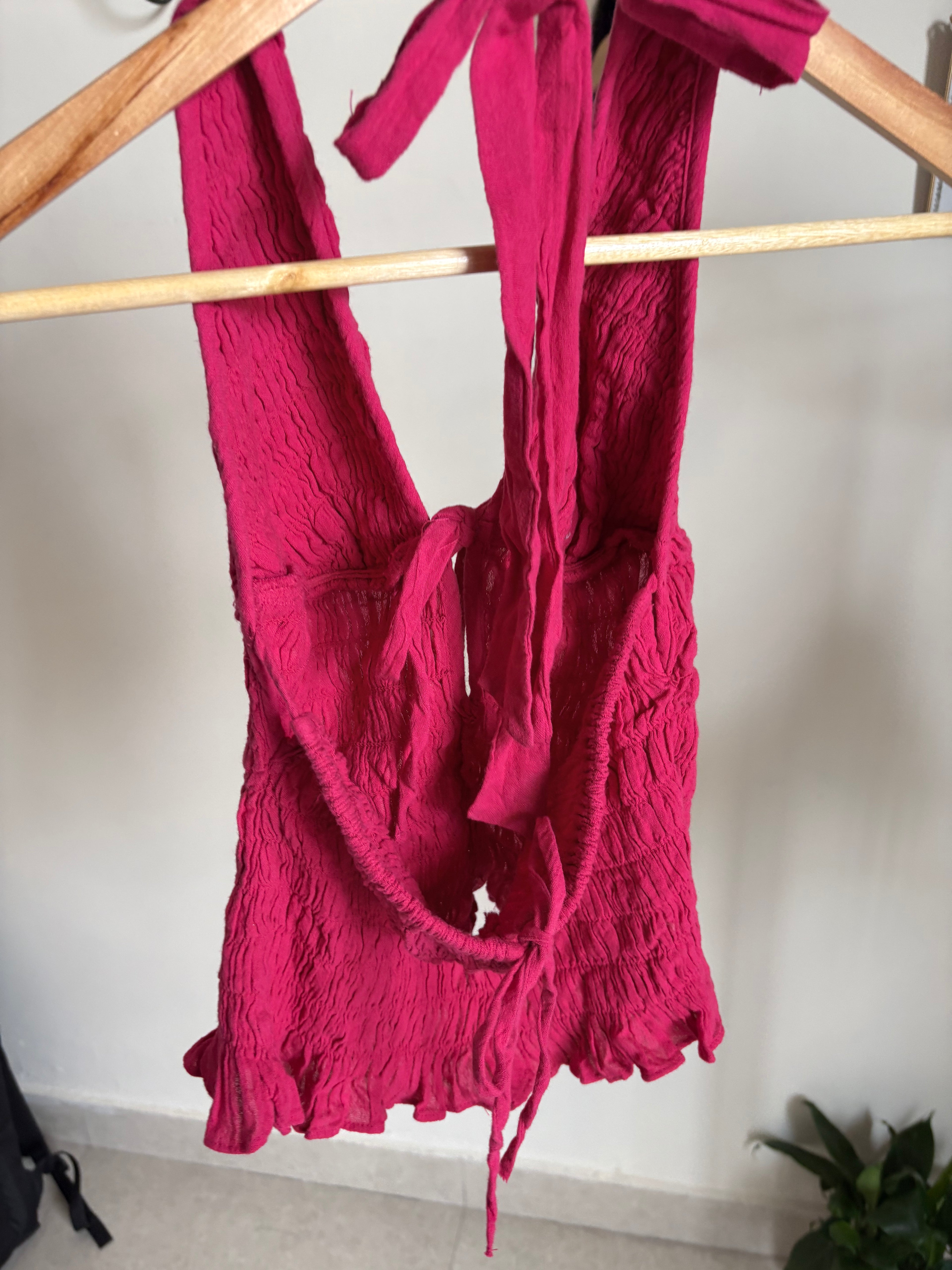 free-est Women's Pink Khloe Smocked Halter Top S