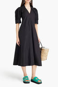 GANNI V NECK BLACK DRESS