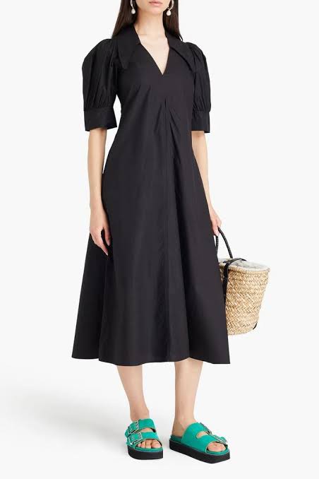 GANNI V NECK BLACK DRESS