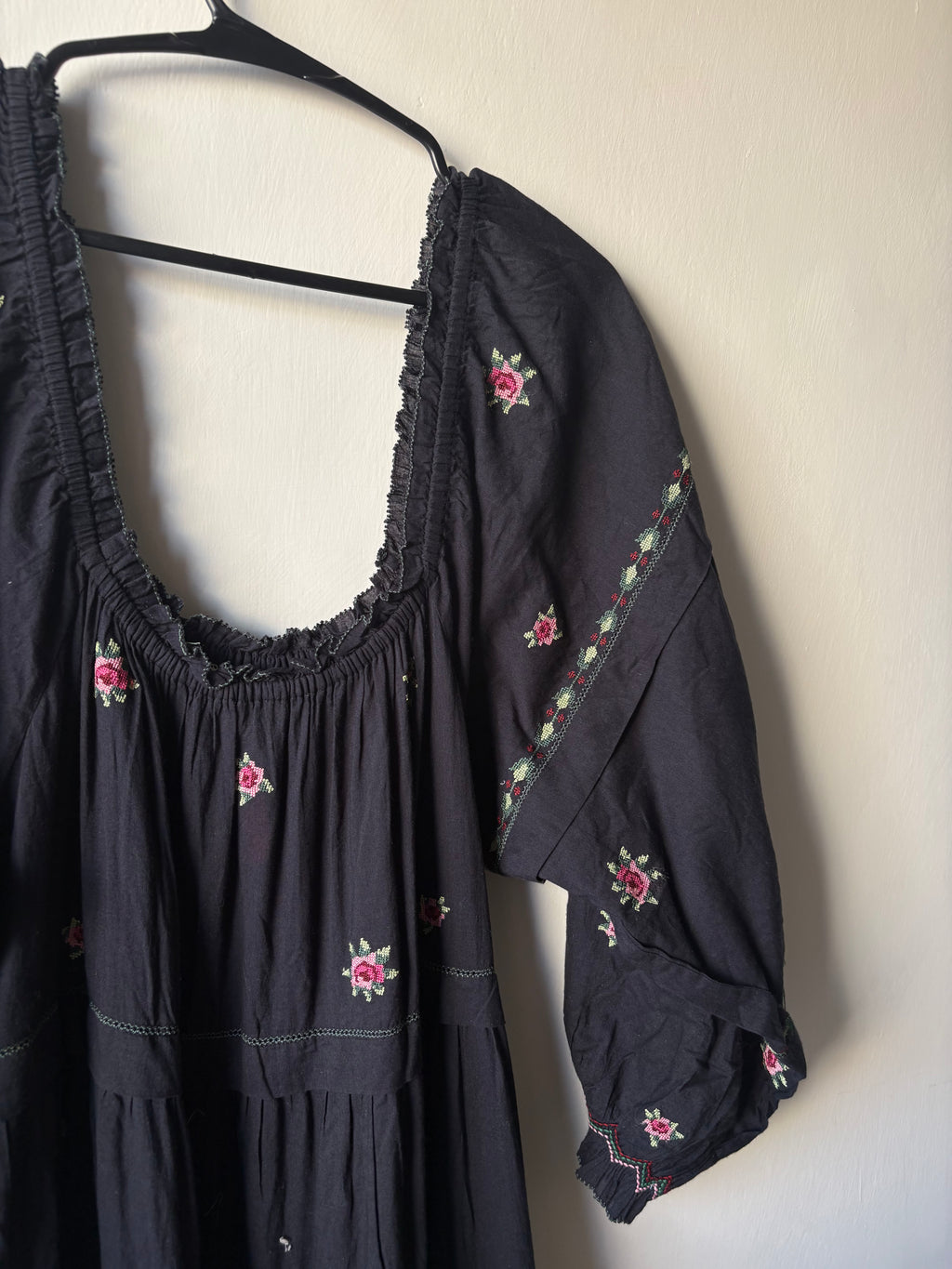 THE GREAT. THE FOLKLORE DRESS - DKNAVY SIZE 1 (S)