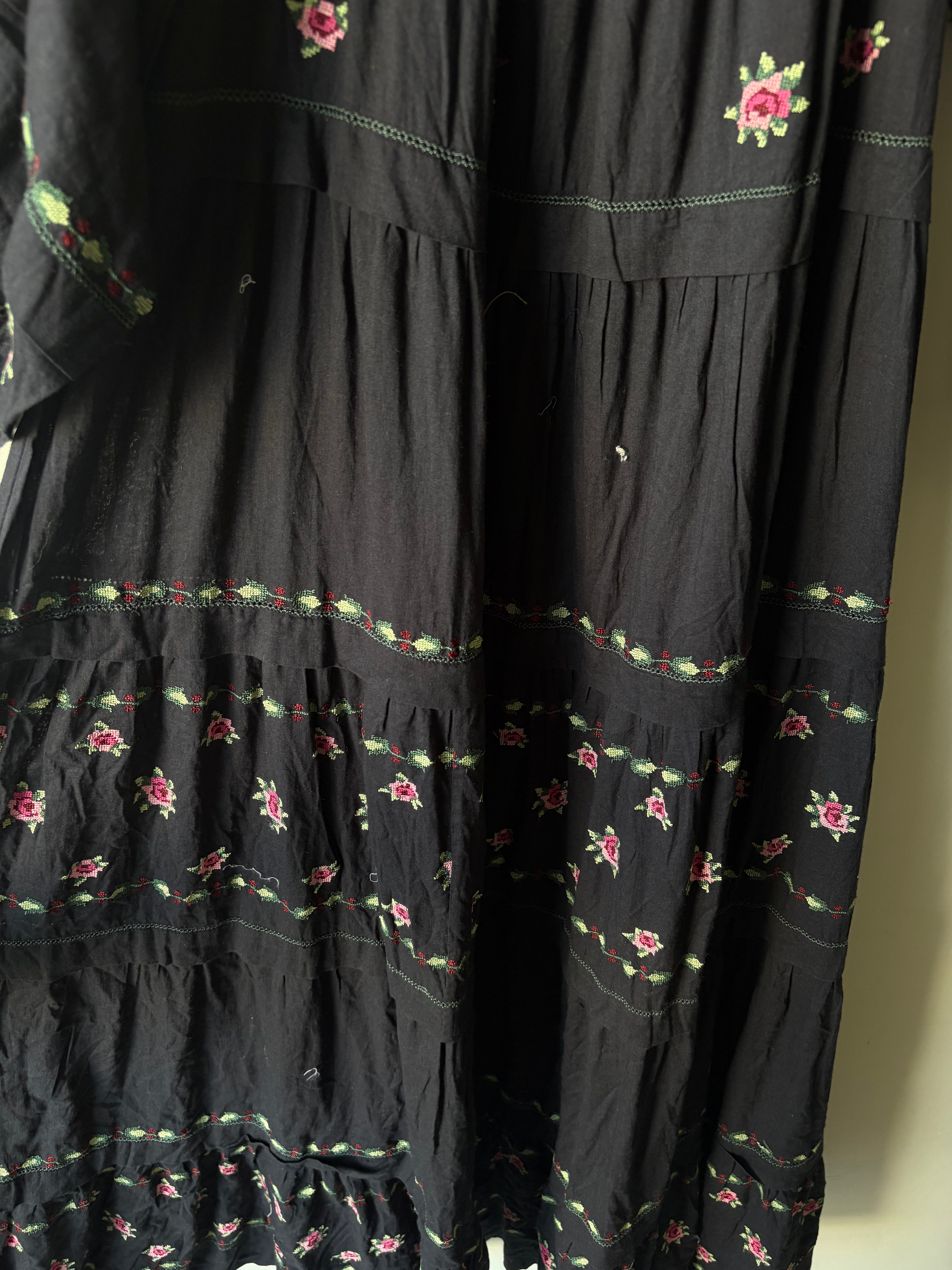 THE GREAT. THE FOLKLORE DRESS - DKNAVY SIZE 1 (S)