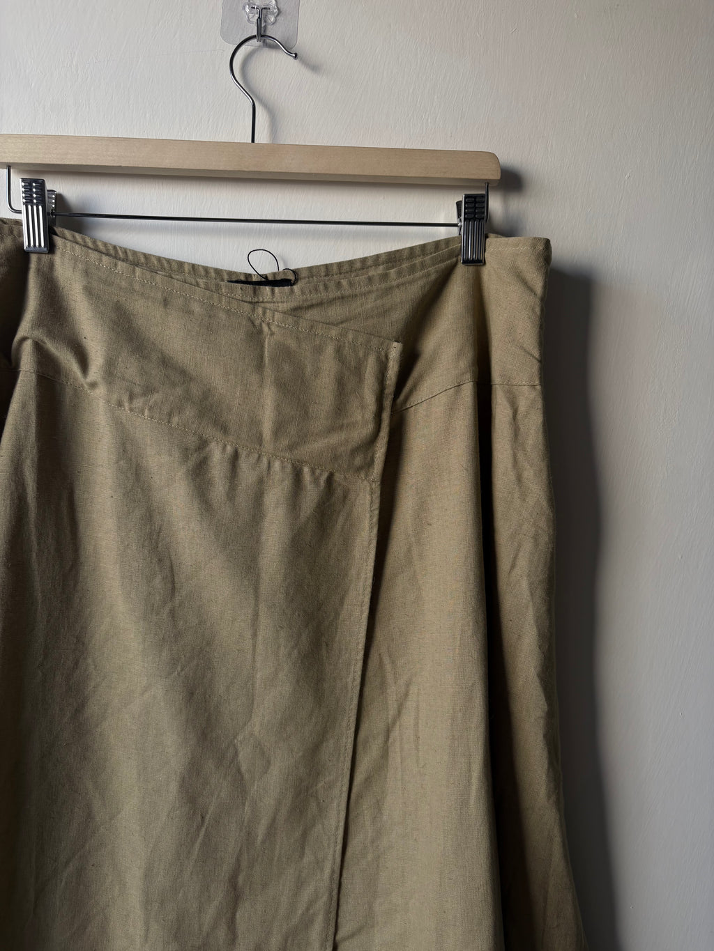 PLT OLIVE COTTON HANKY HEM MIDAXI SKIRT uk 16