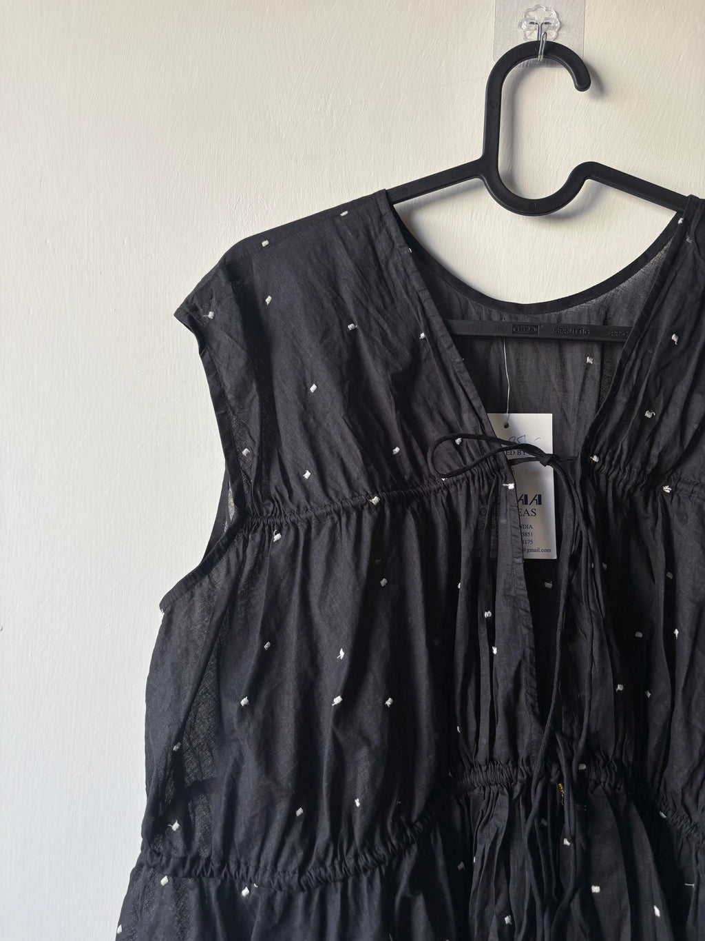 Rouge vif Anna Silver Dot Embroidered Peplum Blouse FS