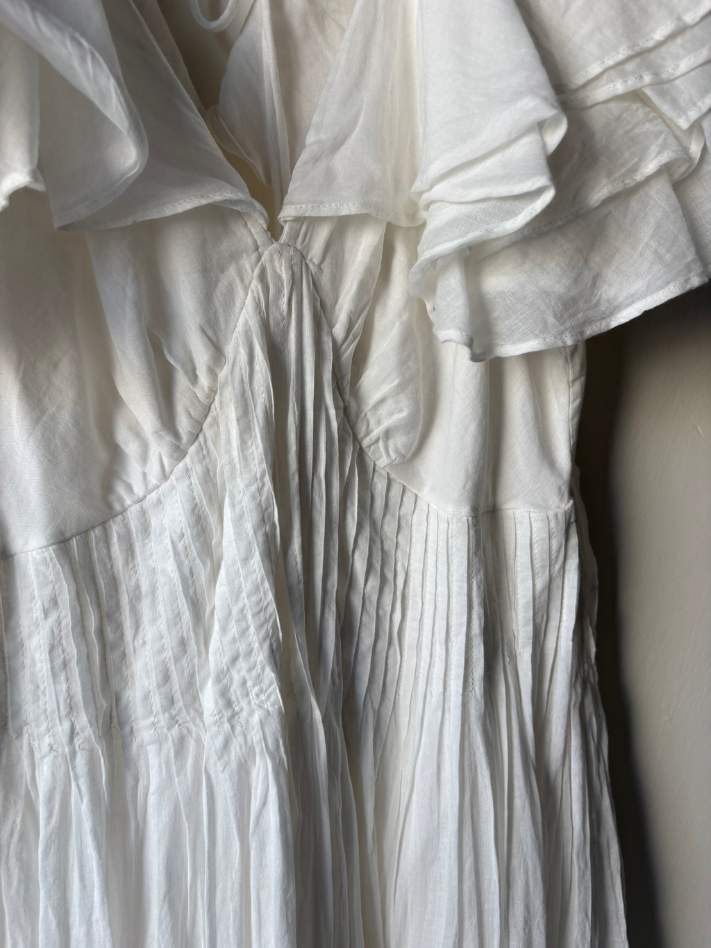 River Island White Flutter Sleeve Shirred Midi Dress UK 16