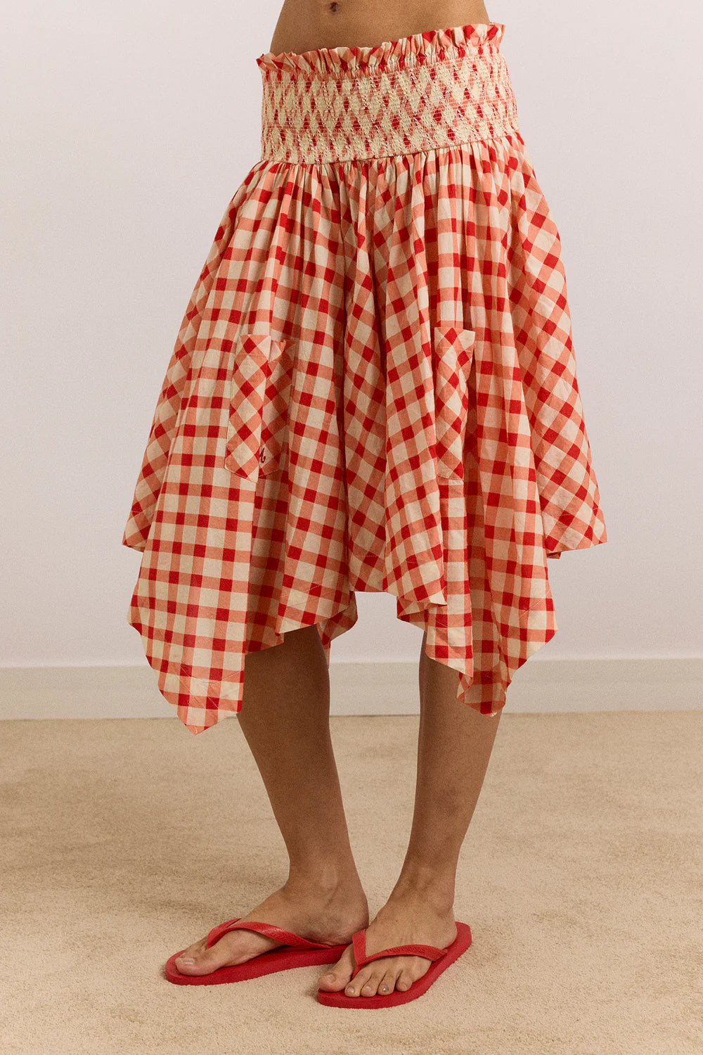 damson madder Lilo Hanky Hem Multiwear Skirt/Dress- Red Gingham