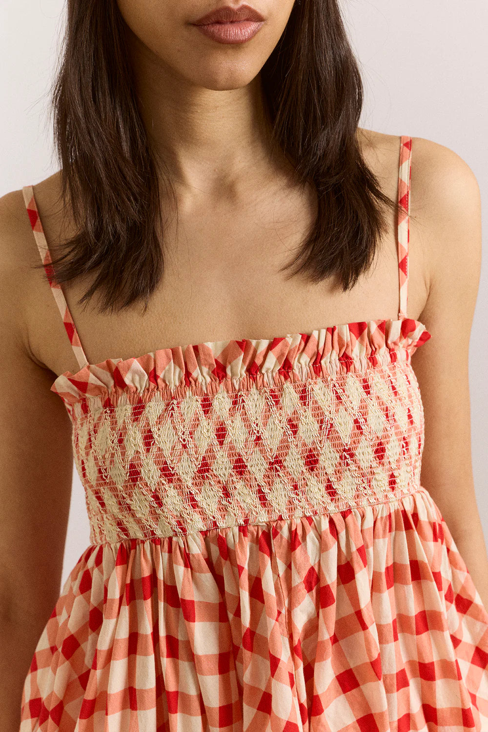 damson madder Lilo Hanky Hem Multiwear Skirt/Dress- Red Gingham