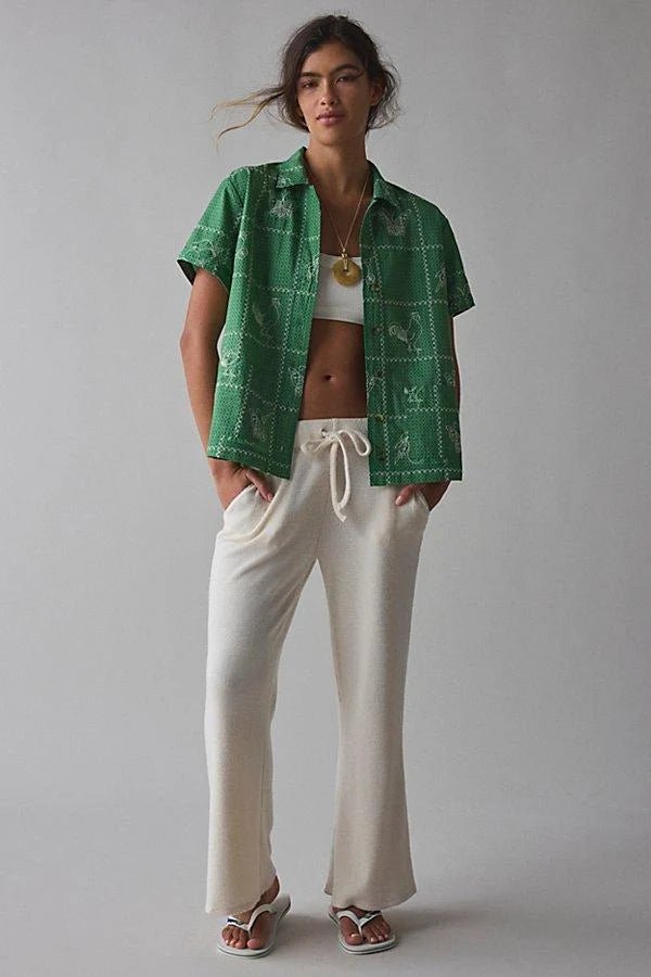 BDG Nash Embroidered Souvenir Short Sleeve Button-Down Shirt