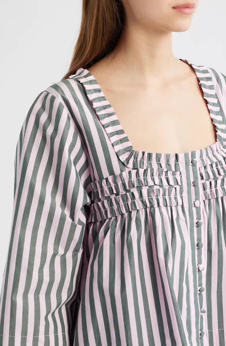 Leilani Ruffle Organic Cotton Top Damson Madder