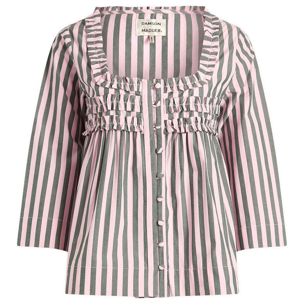 Leilani Ruffle Organic Cotton Top Damson Madder