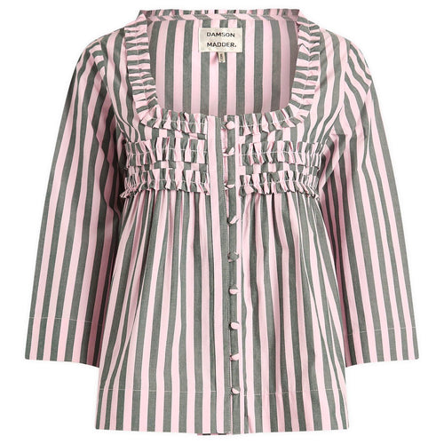Leilani Ruffle Organic Cotton Top Damson Madder