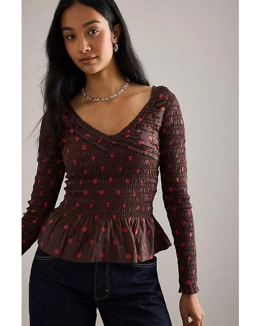 Damson MadderSuri Shirred Blouse Damson Madder  UK 6/8