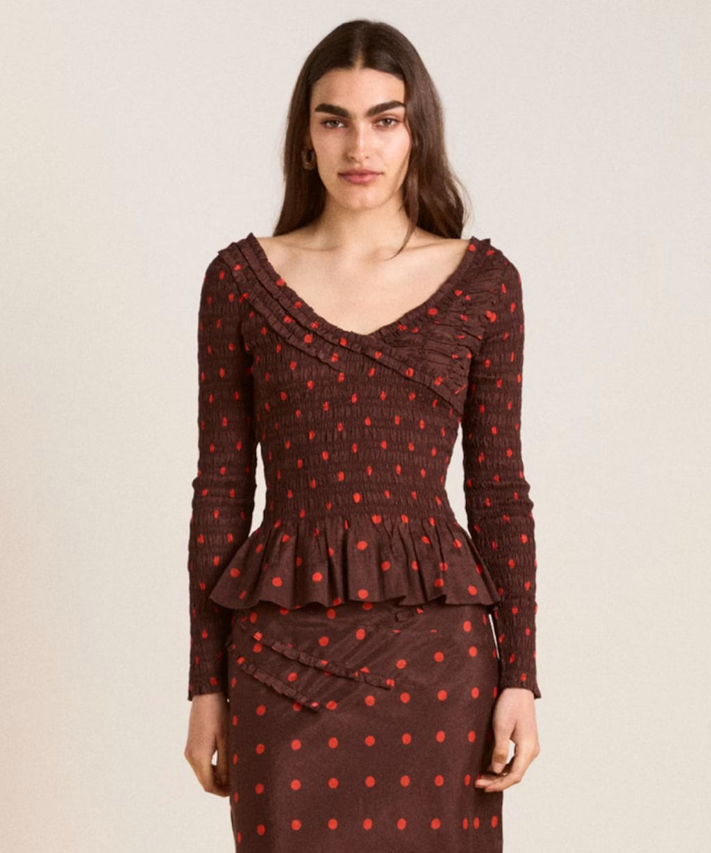 Damson MadderSuri Shirred Blouse Damson Madder  UK 6/8