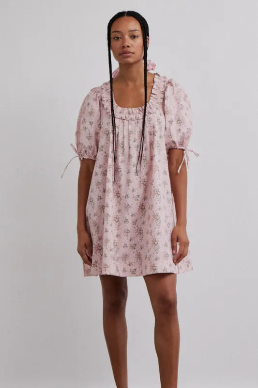 DAMSON MADDER JEMIMA RUFFLE DRESS IN PINK UK 10